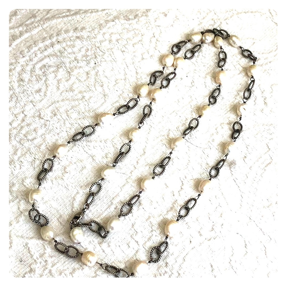 Vintage Designer Sterling Silver Pearl Necklace